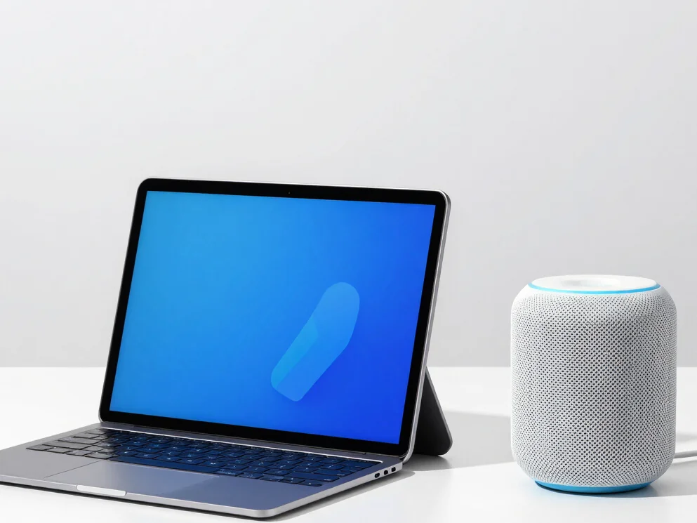 Brand new electronic devices, such as a sleek tablet and a futuri